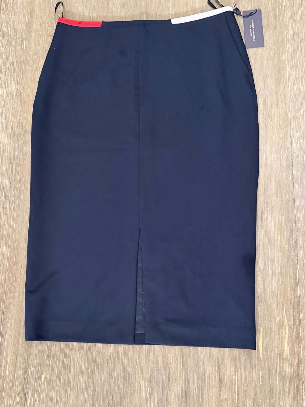 Tommy Hilfiger Navy Pencil Skirt with Red & White Waist Trim